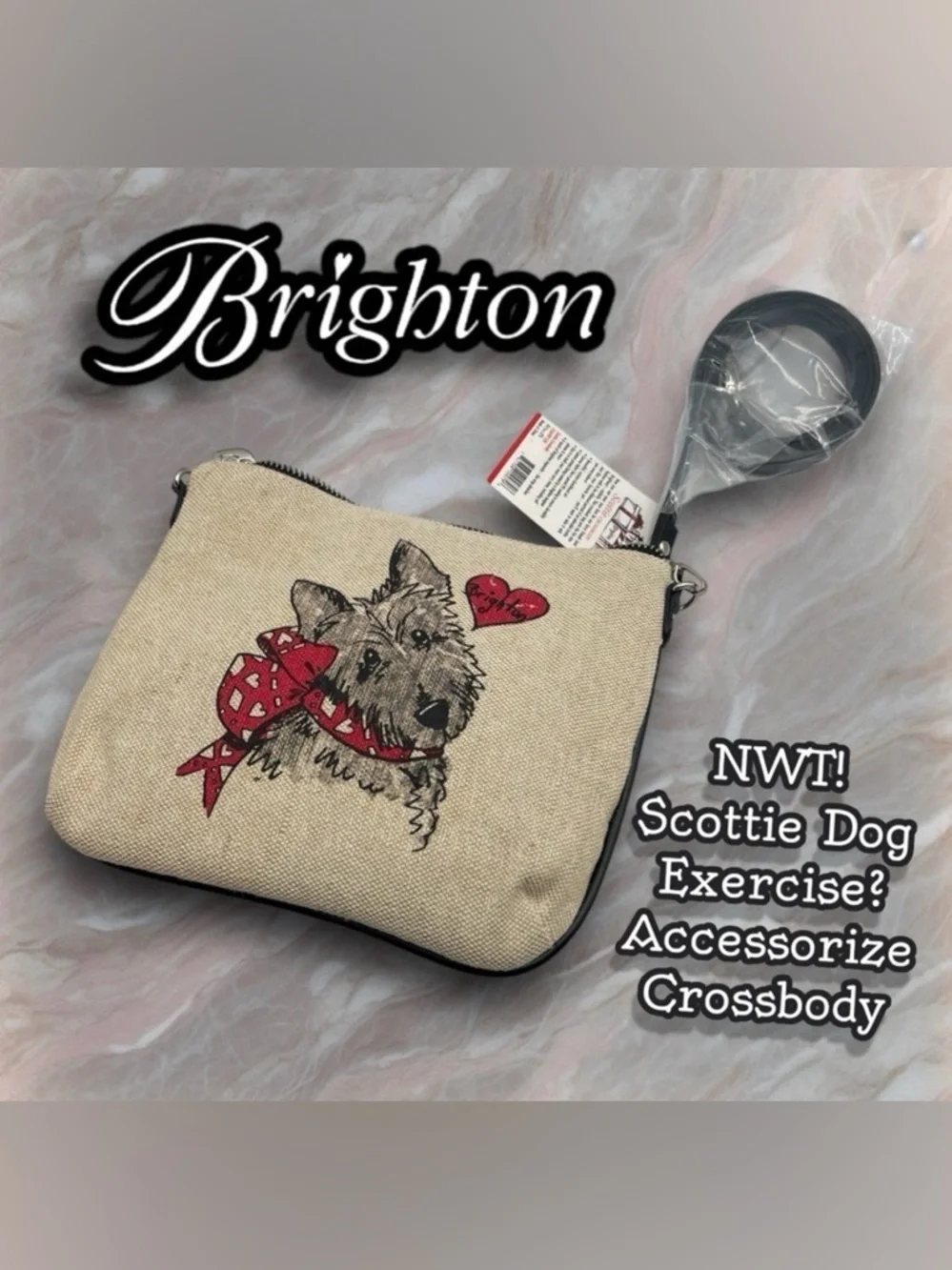Brighton NWT Scottie Crossbody Canvas Purse Bag Detachable Strap D26499